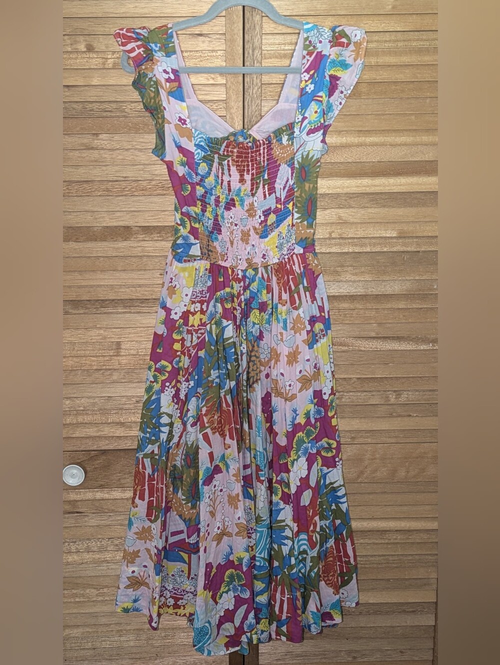 Caroline Constas Multicolor Floral Cotton Maxi Dress with Pink Accents